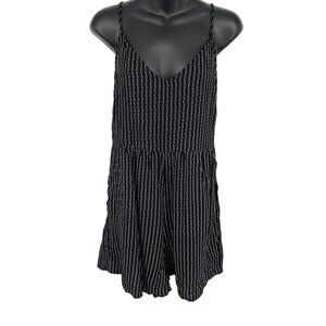 Volcom Women Size Medium M Wild Queendom Black White Striped Romper V-Neck New